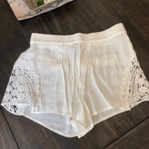 White Lace Summer Shorts Women Medium